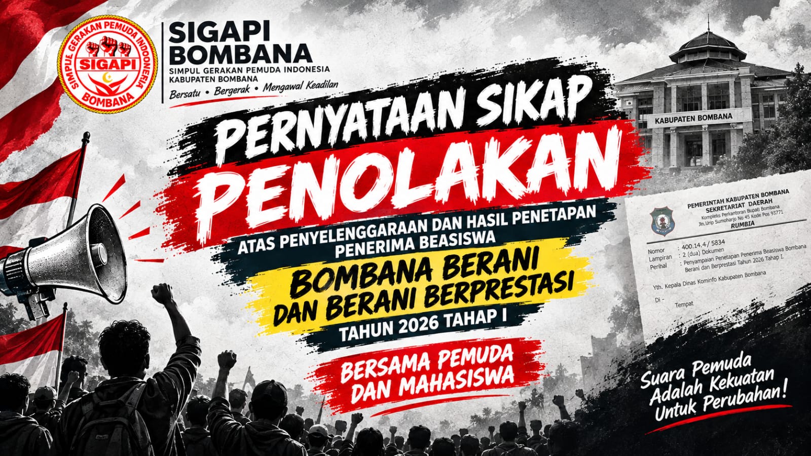 SIGAPI Bombana Nyatakan Sikap, Tolak Hasil Penetapan Beasiswa Bombana Berani dan Berani Berprestasi 2026 Tahap I
